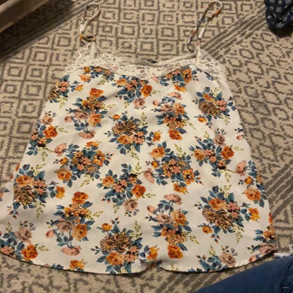 a cute multi colored flowered tank top